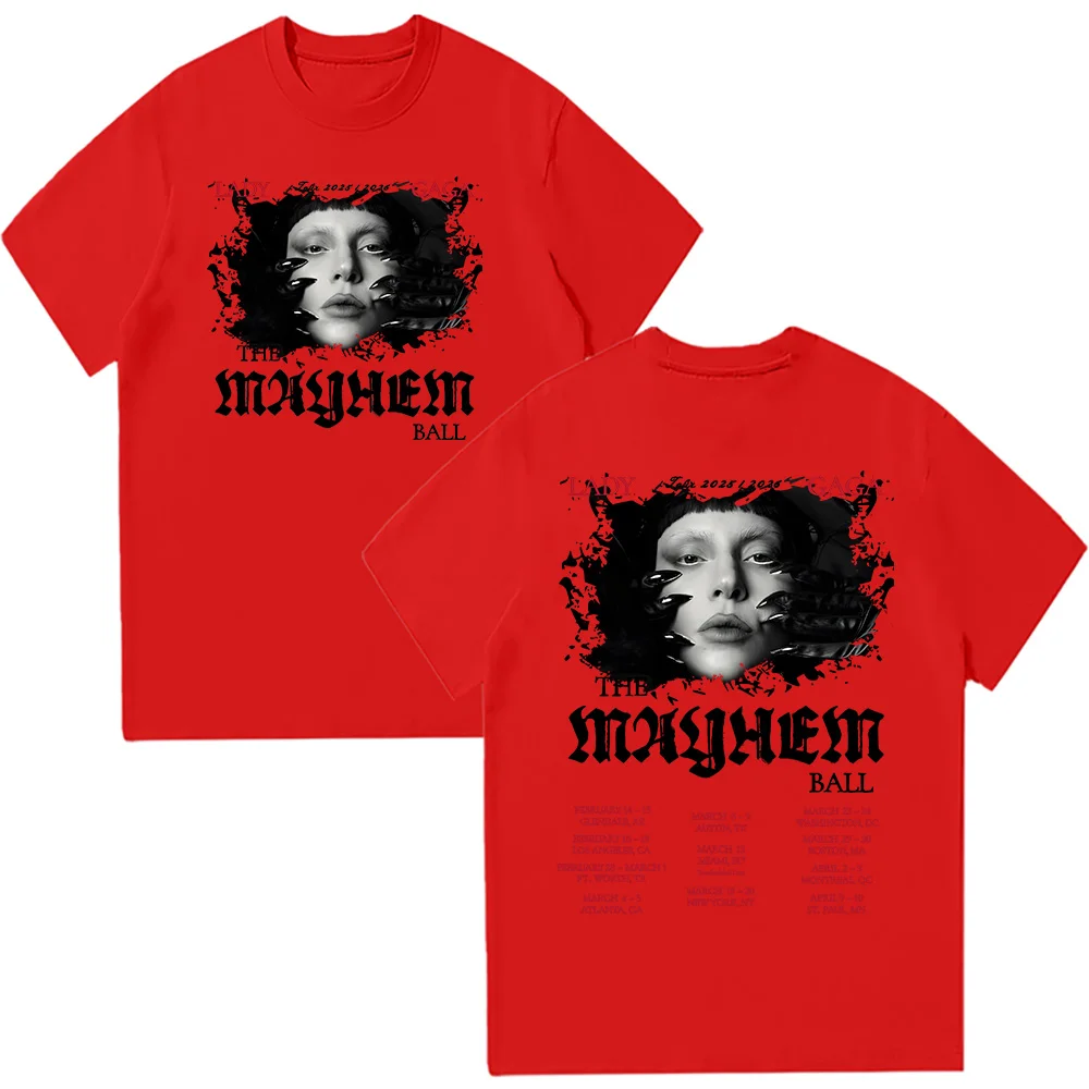 Lady gaga the mayhem ball camisetas femininas o-pescoço manga