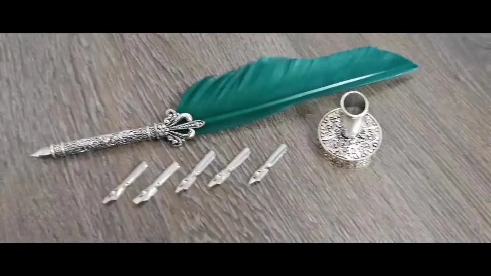 Set De Pluma Caligráfica Con Pluma De Ave – Incluye Portaplumas, Tintero, Sello Y 5 Recambios – Estilo Vintage Para Escribir Y Regalar (Rosa)