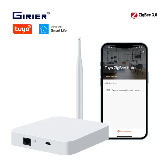 GIRIER Tuya ZigBee GATEWAY HUB พร้อมเสาอากาศสมาร์ท GATEWAY Bridge แบบมีสาย Mesh HUB สําหรับ Home Automation ทํางานร่วมกับ Alexa เฮ้ Google 1