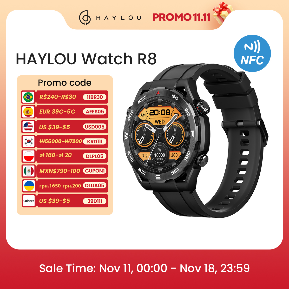HAYLOU Watch R8 Smartwatch 1.43'' AMOLED HD Display Smart Watch Bluetooth Call & Voice Assistant Mulitary-grade Toughness Watch