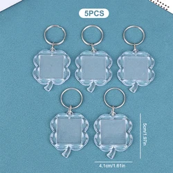 Set of 5 Clear Acrylic Photo Frame Keychain Key Holders - Perfect for DIY and Anniversary Gifts (Style 7)