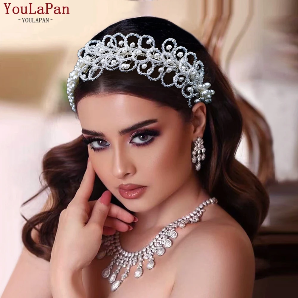 YouLaPan Pearl Wedding Headband Beaded Bridal Hair Accessories Women Dress Party Head Piece Jewelry Decoration HP606