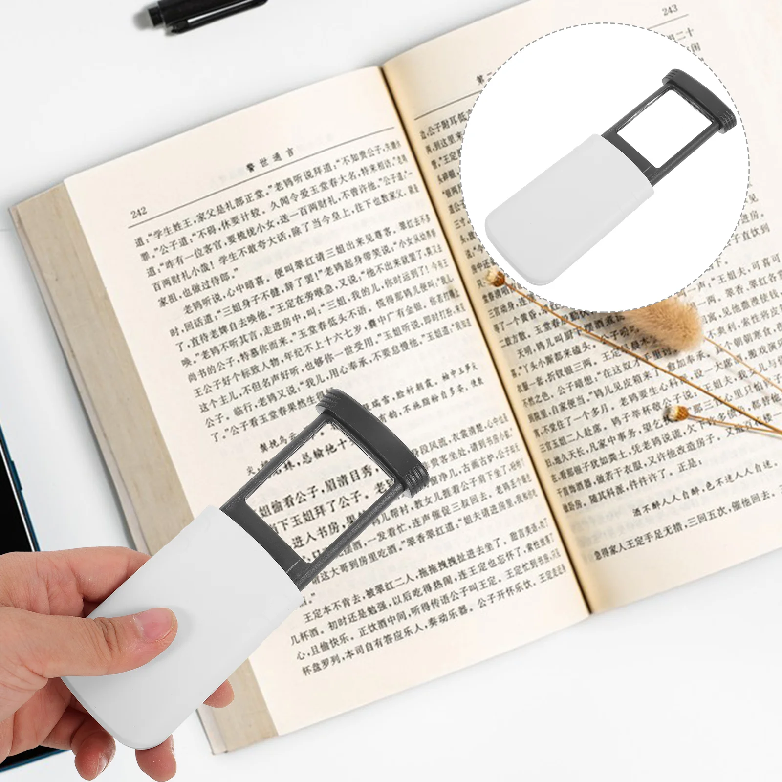 

Old Man Magnifying Glass Handheld Reading Lighted 50x Abs Frame Magnifier Page for Travel