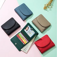 Nouveau femmes en cuir véritable Mini portefeuille RFID pliant Simple Ultra-mince petit portefeuille en peau de vache souple femme porte-carte sacs à monnaie 4