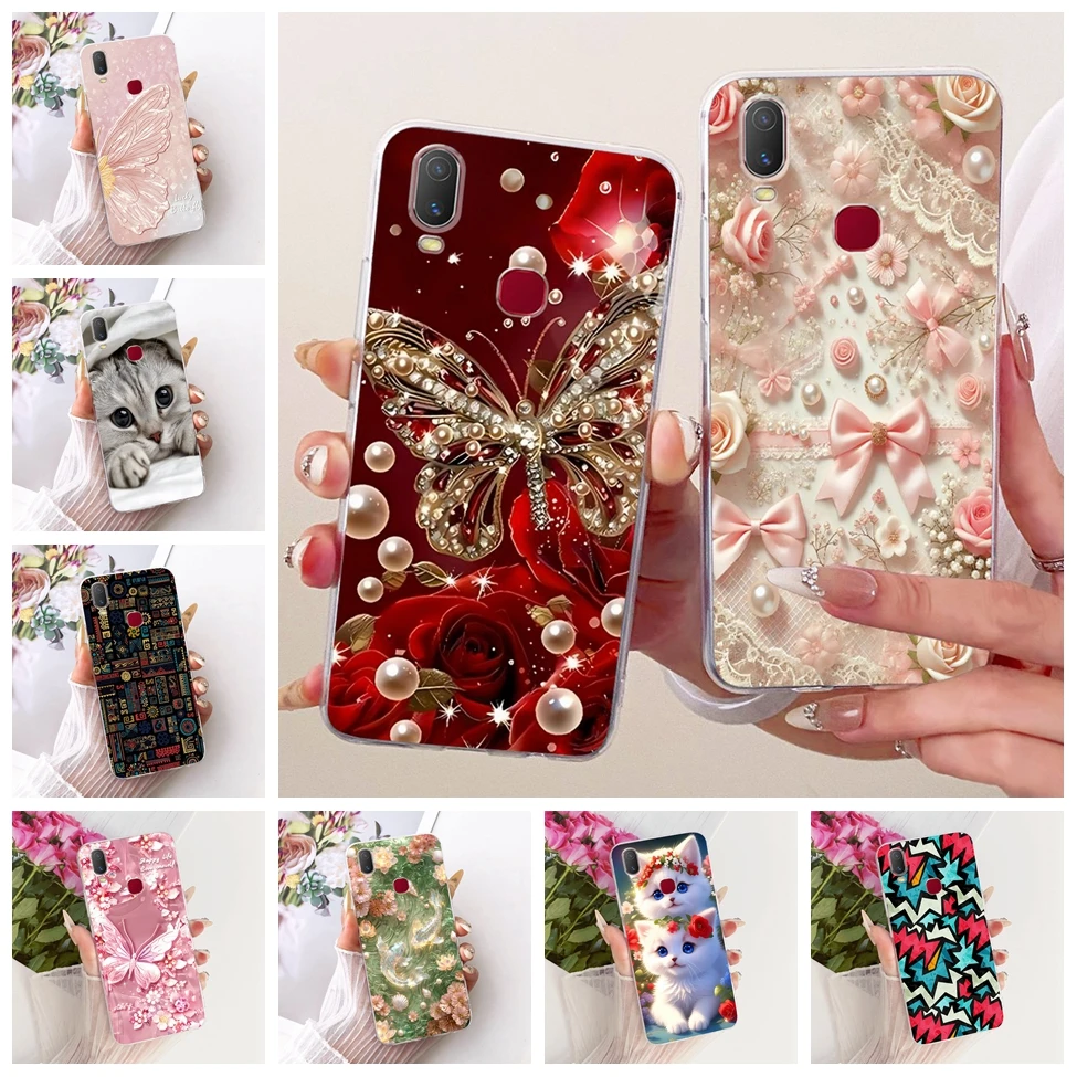 Clear Cute Cat Floral Soft Back Cover - Luxury Painted Design