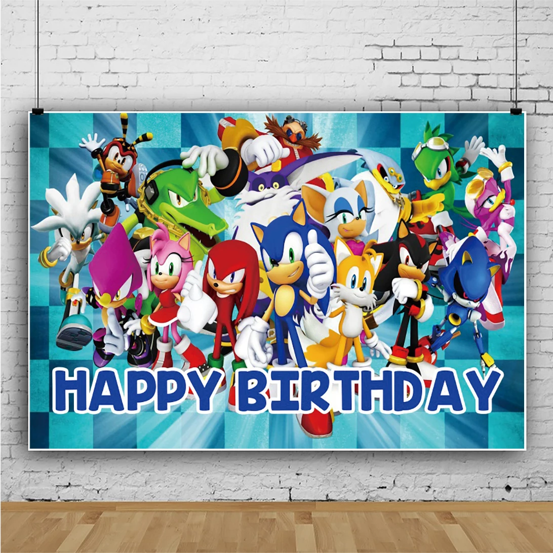 thumbnail image 1 of Fondo de fotografía de Sonic The Hedgehog Amy Rose, suministros para fiestas de cumpleaños, baby shower, accesorios para niños, pancarta, decoración, juego, 1 of 4