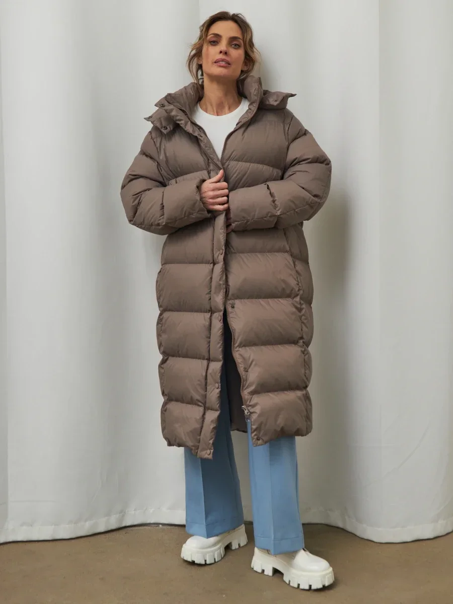Bornladies Loose 90% Duck Down Coat Ladies Winter Long Sleeve Thicken Warm Long Puffer Jackets Coats for Women Down Coats