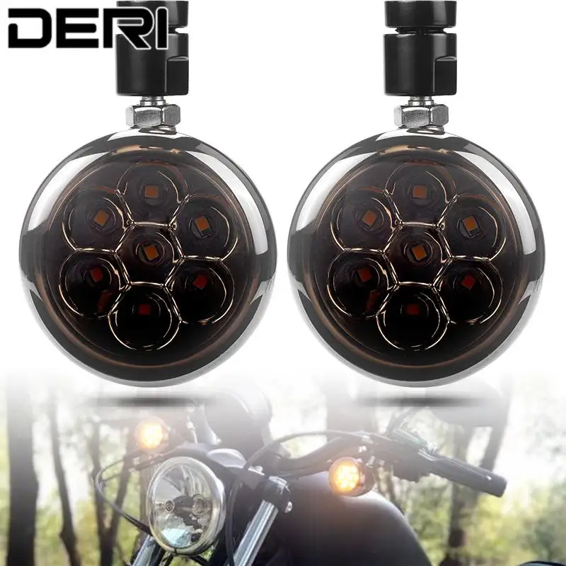 

Amber LED Motorcycle Turn Signal Light 12V Front Left Right Direction Indicator Lamp for Dyna Softail Sportster Cruiser Chopper