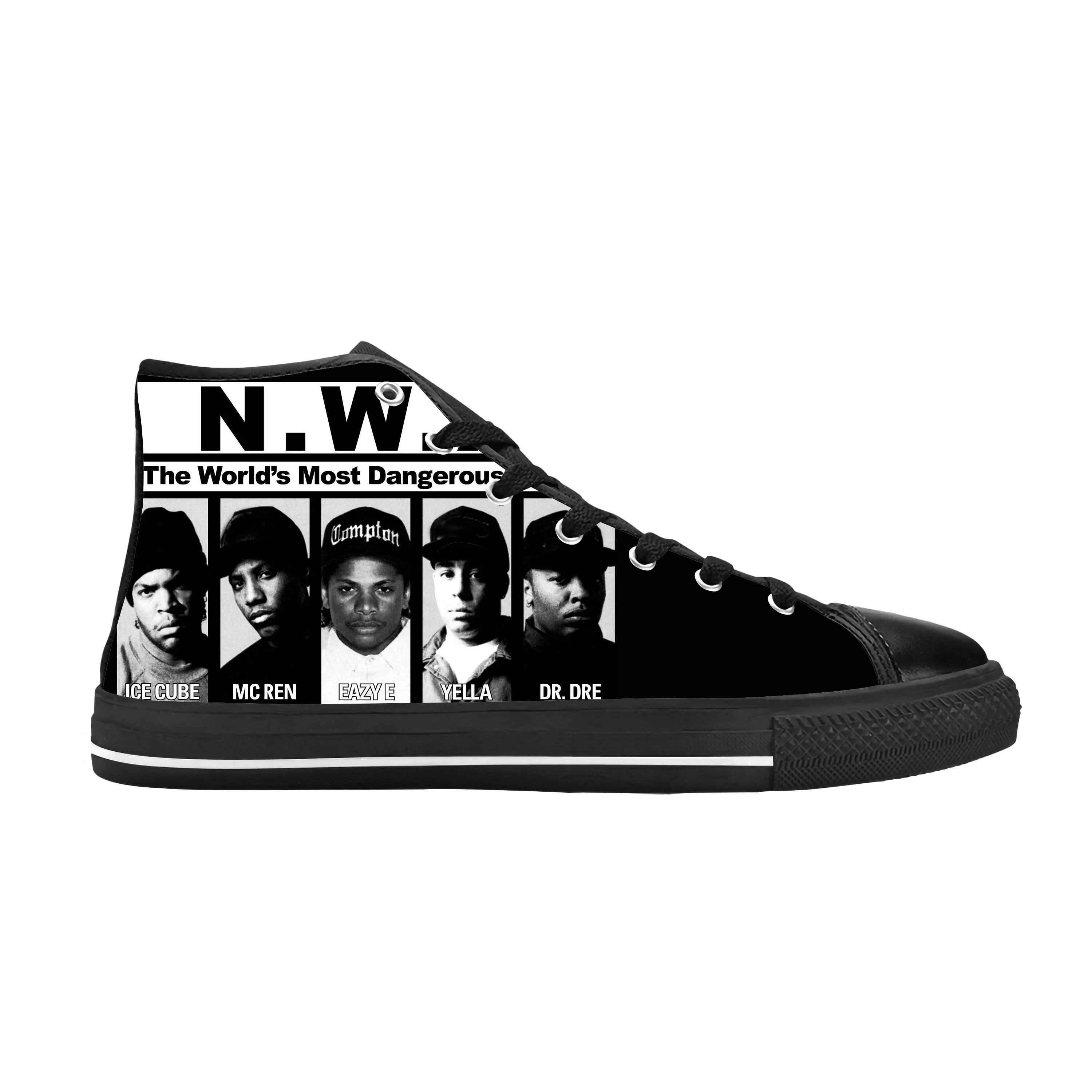 Hot Nwa Straight Outta Compton Hip Hop Rapper Rap Casual Cloth Shoes High Top Comfortable Breathable 3D Print Men Women Sneakers