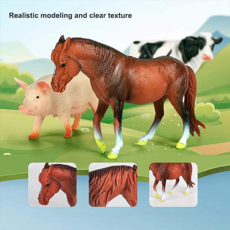 13PCS Children's Simulated Animal Model Toy Set Elephant Gorilla Tiger Lion Hippo Panda Farm Small Animal Toys with Picture Book 3