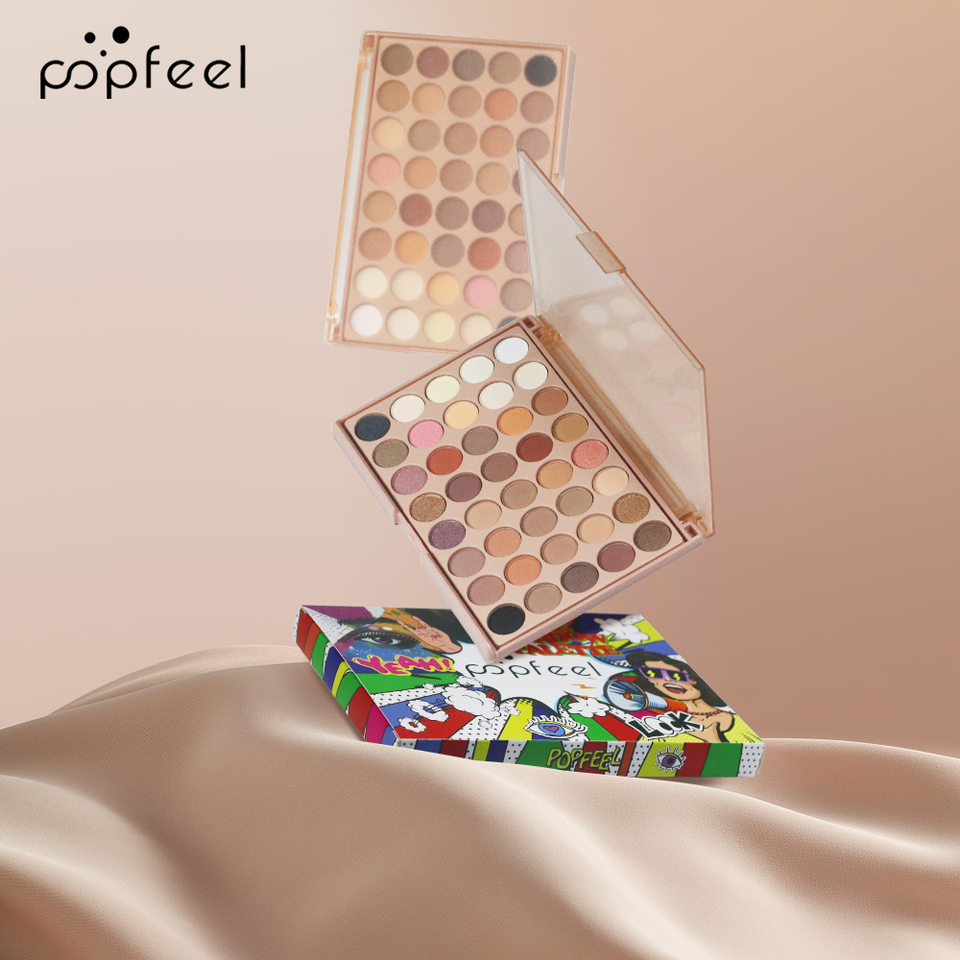 POPFEEL 40-Color Earth Tone & Pink Eyeshadow Palette – Versatile Shimmer, Matte, and Highlight Shades for Effortless Blending。