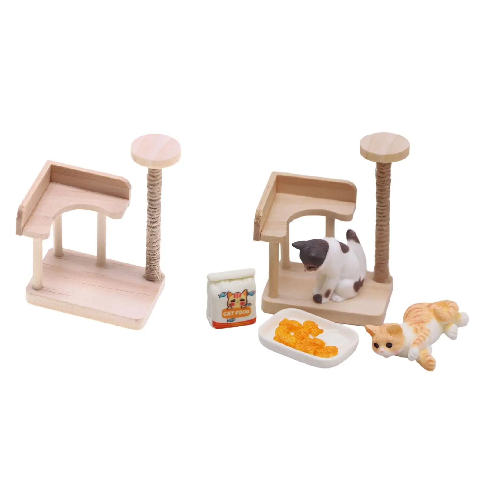 

Cat Scratch Post 1:12 Dollhouse Cat Climbing Frame Scenes Realistic Cat Cake Toppers Frame for Sand Table Building Decoration