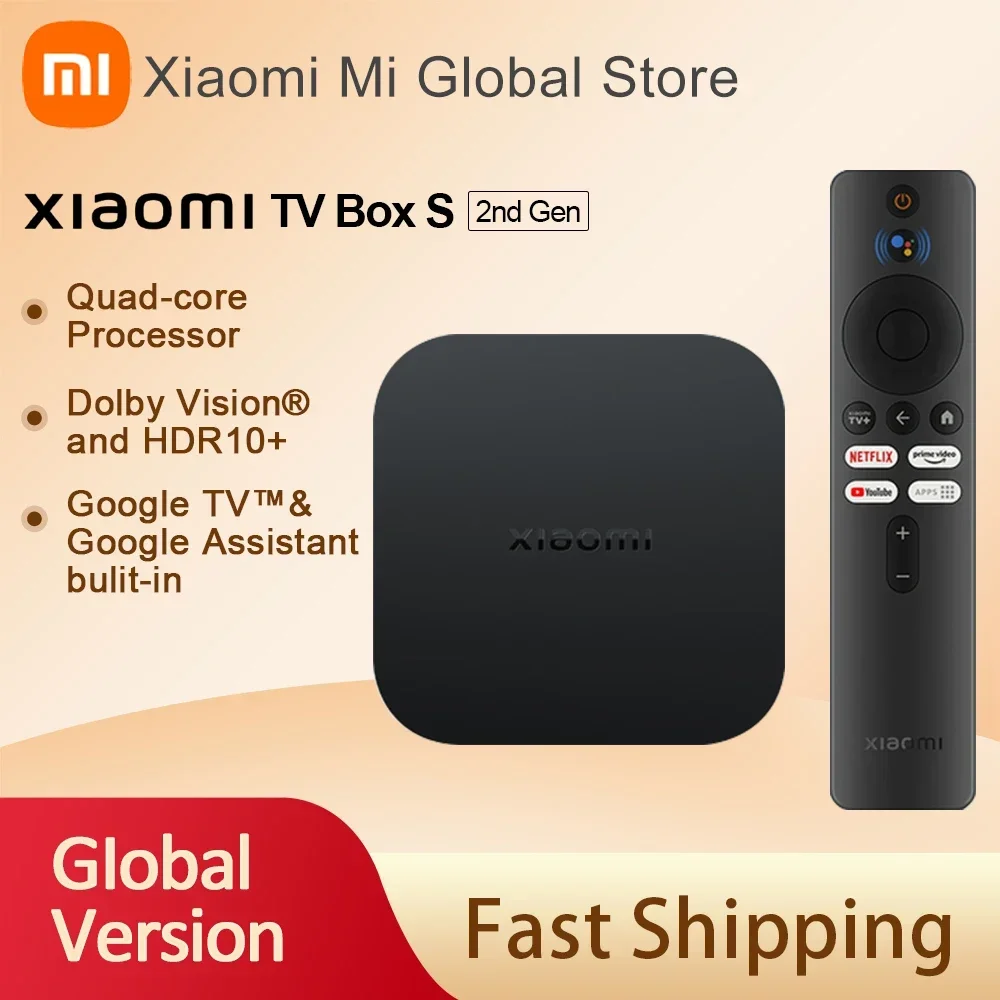 Global Version Xiaomi Mi TV Box S 2nd Gen 4K Ultra-HD Quad-core Processor  Dolby Vision HDR10+ Google Assistant Smart Player –