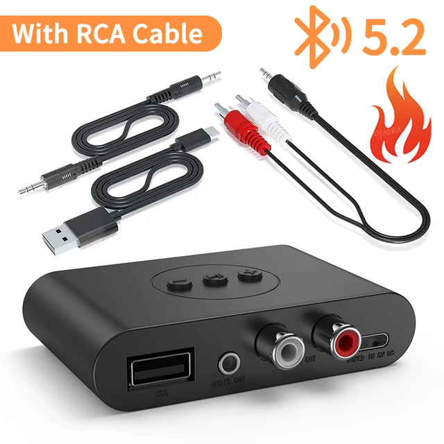 Receptor Bluetooth 5.2 Con NFC Y AUX - Adaptador De Audio Para Coche O Altavoces, Micrófono Para Llamadas, Conexión Dual