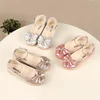 Spring Autumn Kids Leather Shoe Elegant Bowtie Girl Princess Shoes Fashion Causal Wedding Children's Flats Ankle-strap Versatile 4