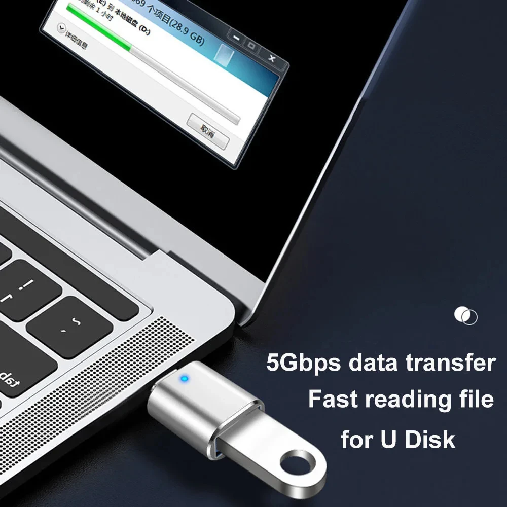 Versatile USB-A to Type-C Male Adapter with USB 3.0 and OTG Support for Charging and Connectivity