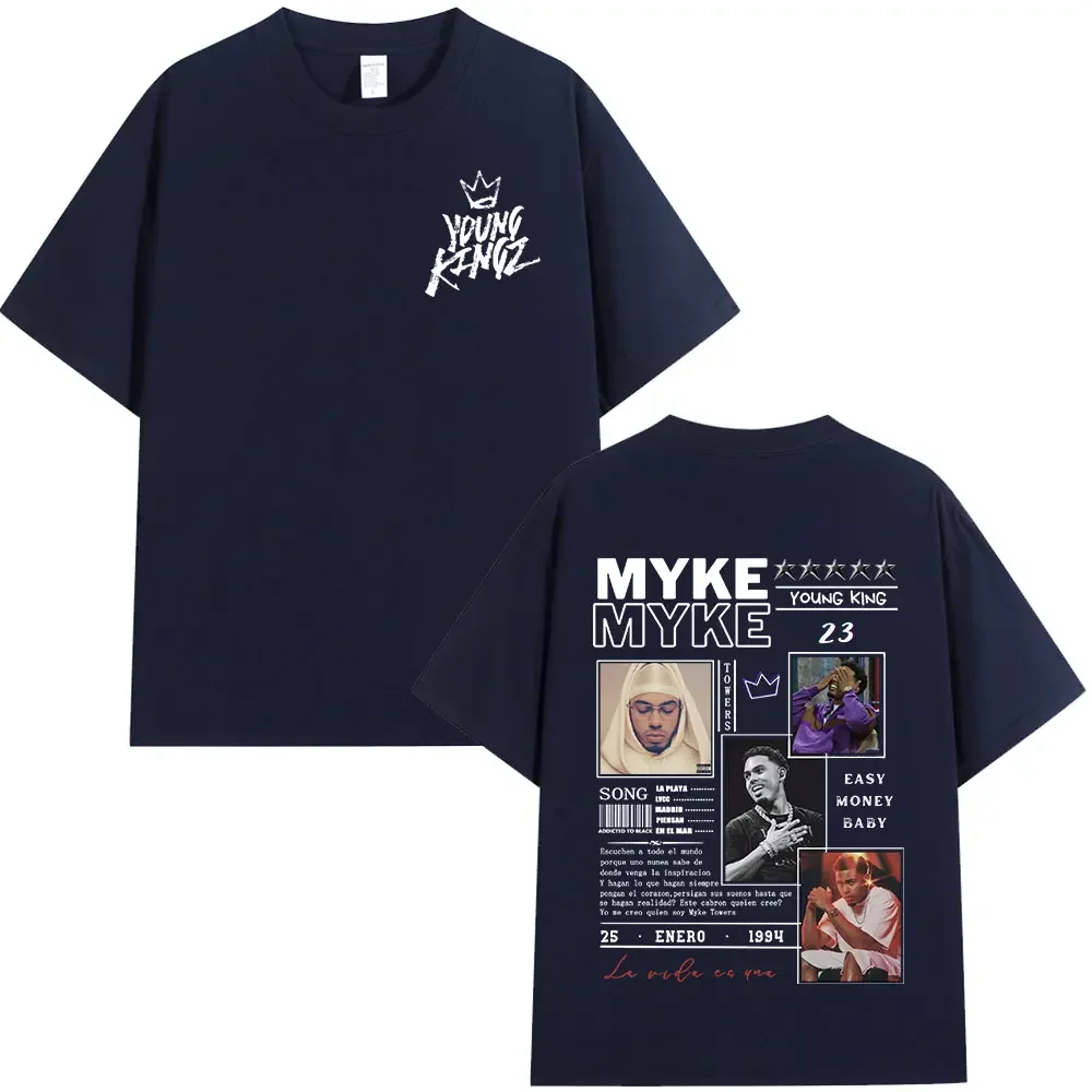 Rapper Myke Towers Graphic T-shirts Men Women Clothing Fashion Hip Hop Oversized T Shirt Unisex Cotton Short Sleeve T-shirt Tops 3