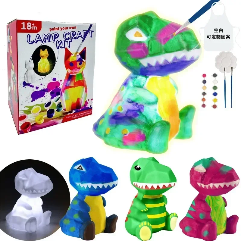 Kit Artistico per Dipingere la Tua Lampada a Forma di Gatto, Cervo o Unicorno, Set per Pittura Graffiti, Decorazione Fai-da-Te per Camera da Letto, Luce Notturna, Regalo per Bambini - immagine 3