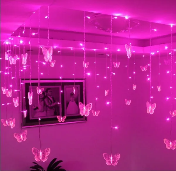 thumbnail image 1 of Guirnalda de luces LED con forma de mariposa o nieve para decoración de interiores, para ventanas, fiestas navideñas, enchufe UE/EE. UU./Reino Unido/AU, 1 of 5