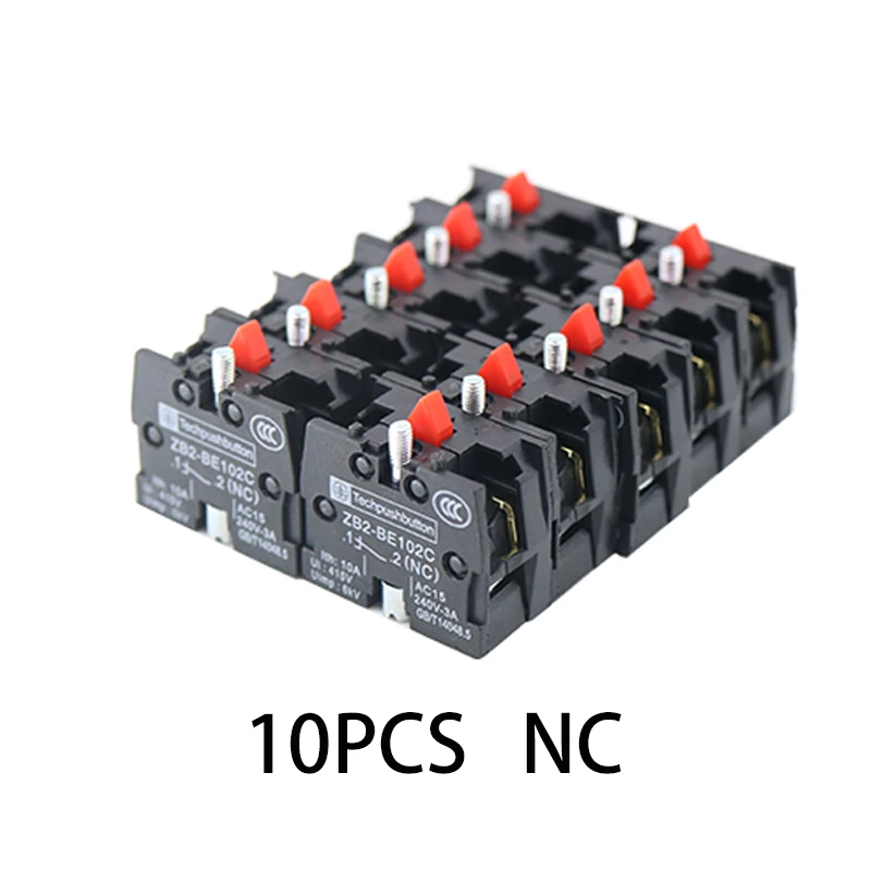 Set of 10 Premium Contact Blocks for Push Button Switches with Silver/Brass Contacts, 10A Capacity