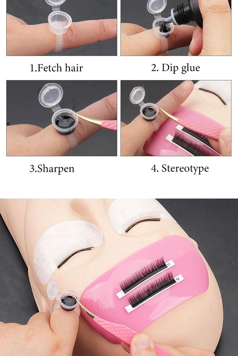 50 stücke Falsche Wimpern Kleber Ring Tasse mit Abdeckung Tattoo Tinte Ring Pigment Tasse Pfropfen Wimpern Verlängerung Supplie Einweg Make-Up werkzeuge – Detail 8