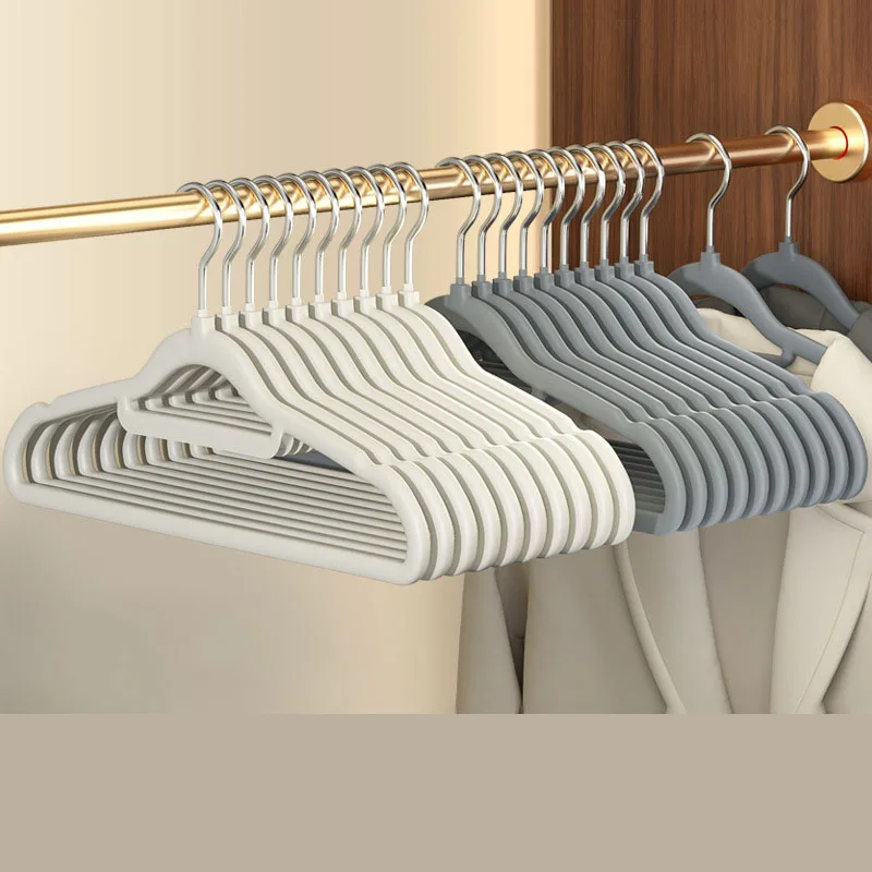 

Velvet Hanger Clothing Store Coat Without Traceanger Plastic Non-Slip Flocking Hanger Magic Drying Rack for Adults and Children