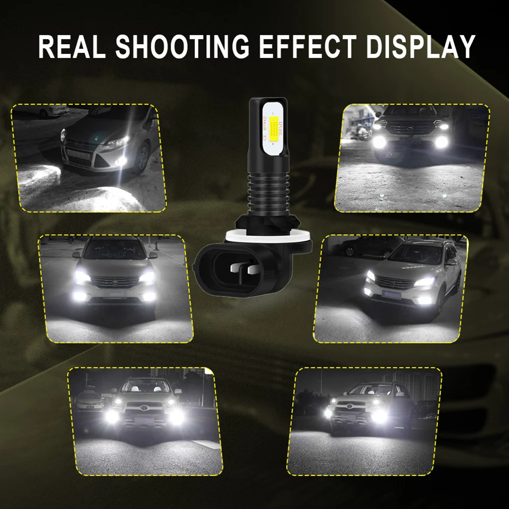 2Pcs LED 881 880 H27W/2 전구 자동차에 대 한 안개 조명 안개 운전 램프 높은 조명 자동차 조명 소스 6000K 흰색 노란색 Led 12V DRL