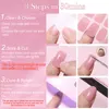 Harunouta 4pcs/set French Semi Cured Gel Nail Strips with Nail Lamp Gel Nail Polish Nail Stickers Fake Nails Manicure Decoration 4