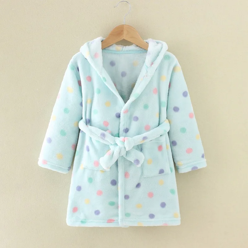 Cartoon Kids Robes Flannel Child Boys Girls Robes Lovely Animal Hooded Bath Long Sleeve Baby Boy Bathrobe Child Clothing