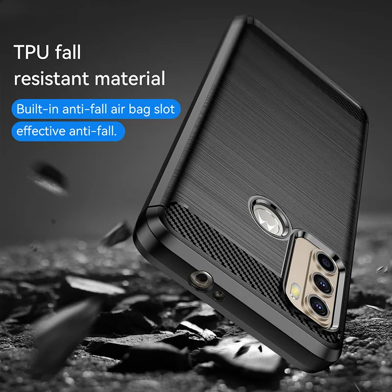 Carbon Fiber Shockproof Silicone Bumper Case - 6.8 Inch