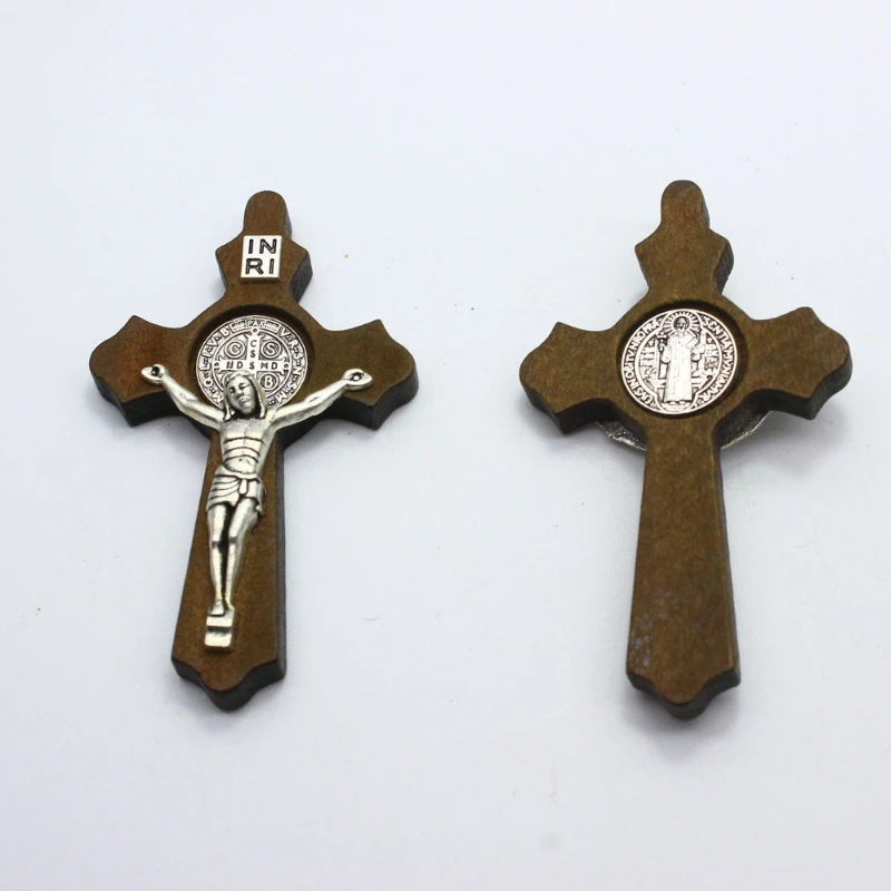 Collana Rosario Religiosa Myya - Croce In Legno Nero E Medaglia Maria - Cattolica, Souvenir