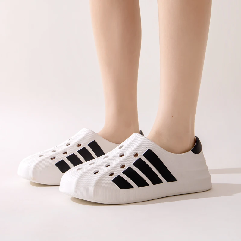Summer Slippers Anti Slip Sandals Couples Casual Breathable Fashion Hole Shoes Summer Non Slip Breathable Slippers Thick Bottom Versatile Beach Trend Outdoor