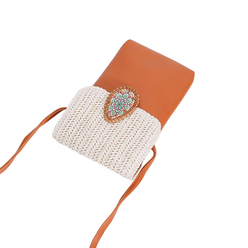 

Fashion Woven Straw Ladies Crossbody Messenger Bag Summer Bohemia Beach Rattan Shoulder Pack Small Solid Mobile Phone Coin Purse