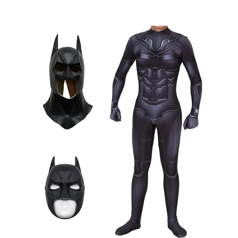 

Movie Bruce Wayne Cosplay Costume Masks Zentai Bodysuit Jumpsuit Superhero Halloween Kids Men Adult