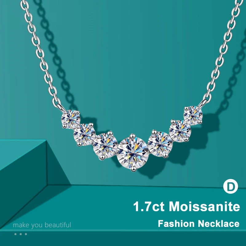 Collier Moissanite pour femme, bijoux fins de mariage avec certificats, plaqué argent Sterling 925, collier en or blanc 18 carats