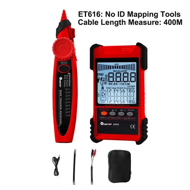 TOOLTOP Network Cable Tester Multimeter Antinoise POE Lan Test 400M