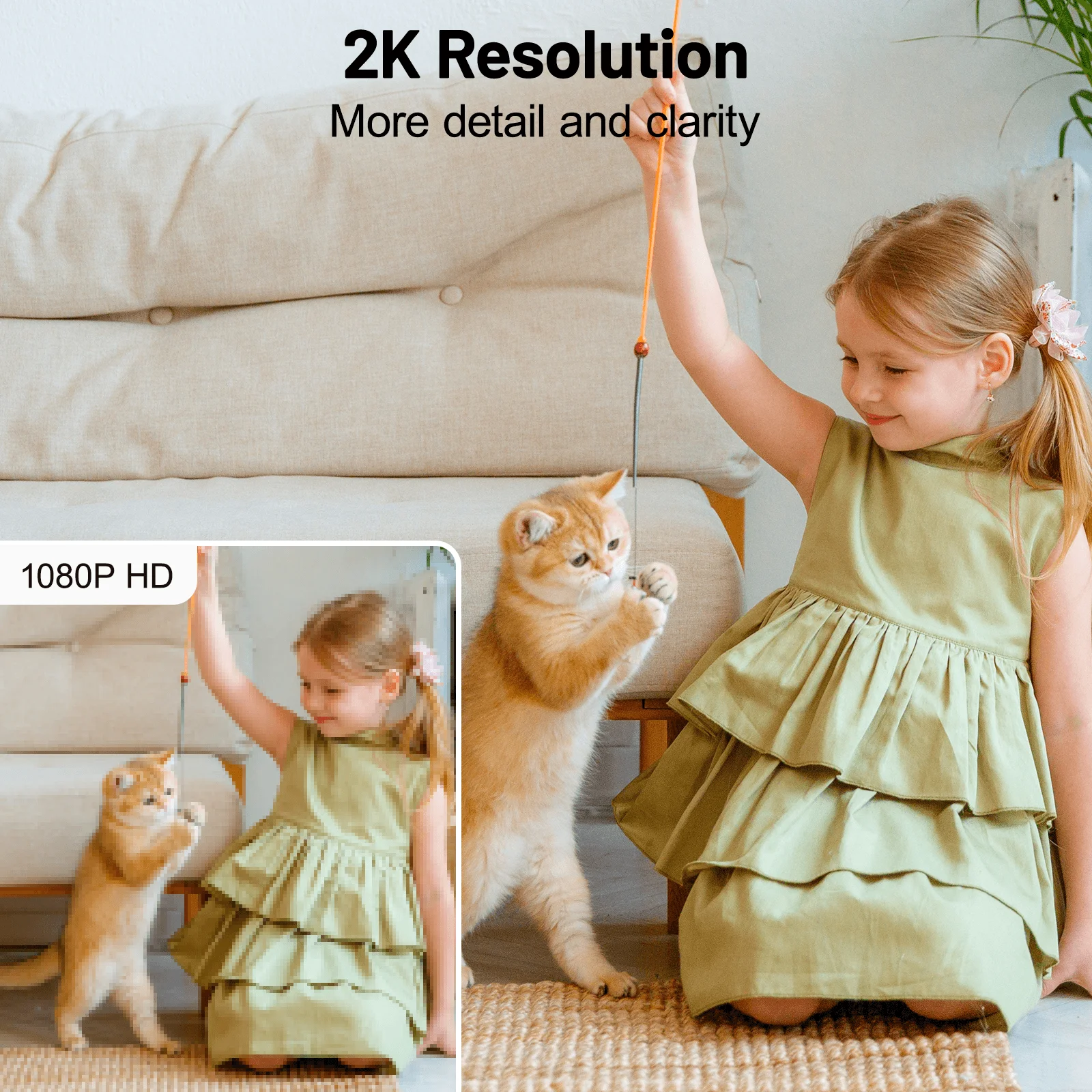 GALAYOU 2K Indoor Security Camera, 360 Degree 2.4G WiFi Camera for Baby/Elder/Nanny with 24/7 SD Card Storage, Works with Alexa