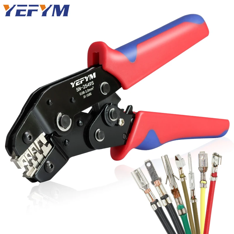 Crimping Tools SN-2549S For PH2.0/XH2.54/2.8/3.0/3.96/KF2510/JST Terminal AWG 28-18 (0.08-1.0mm&sup2;) Wire Ratcheting Pliers