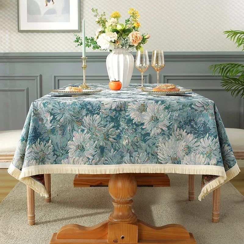 

Скатерть из хлопка и льна в богемном стиле, прямоугольная скатерть для столов с кисточками, скатерть для кофейного столика, Свадебный декор