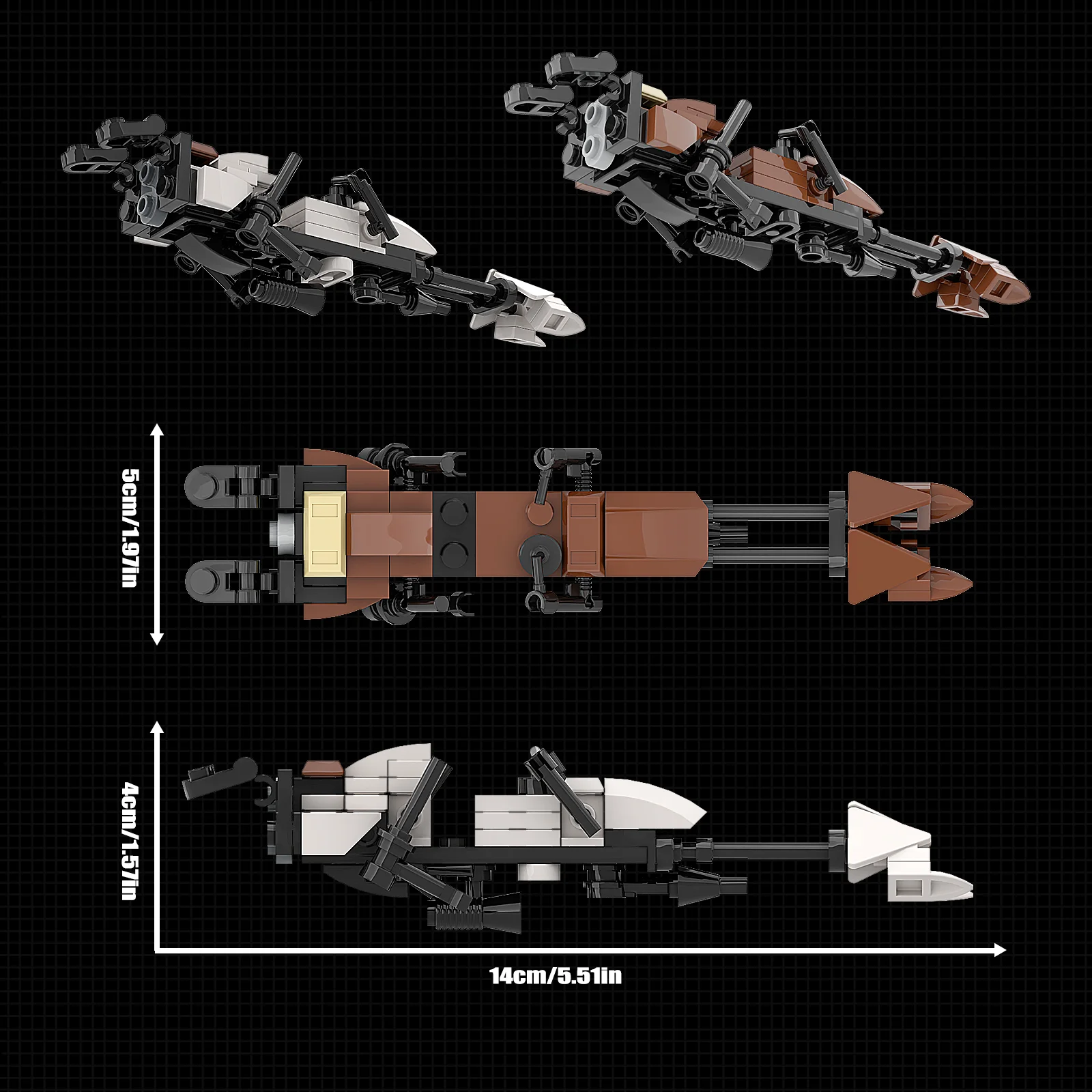 2 in 1 74-Z Space Wars Flying Motorcycle Model Toys Ideas Collectible Building Bricks 122PCS for Kids Adults Fans building blocks toys