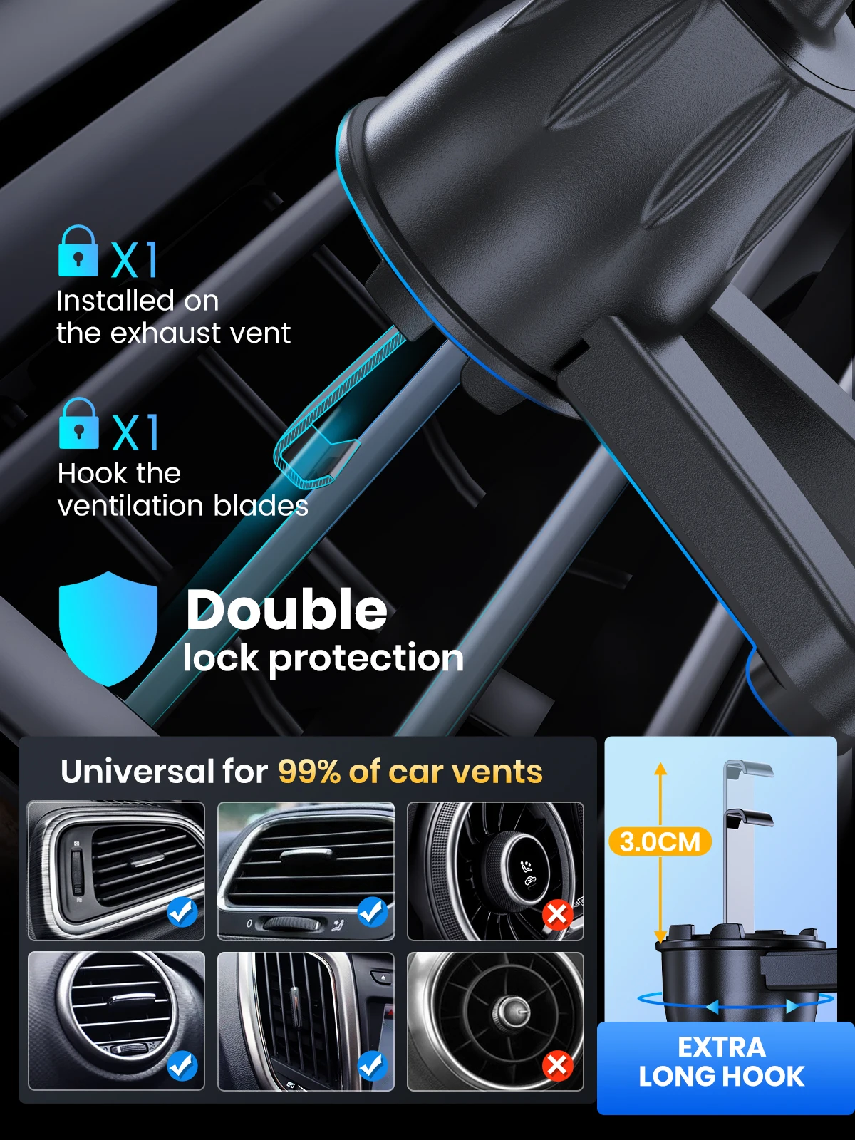 TOPK D35-S Car Phone Holder, Universal Phone Mount for Car with