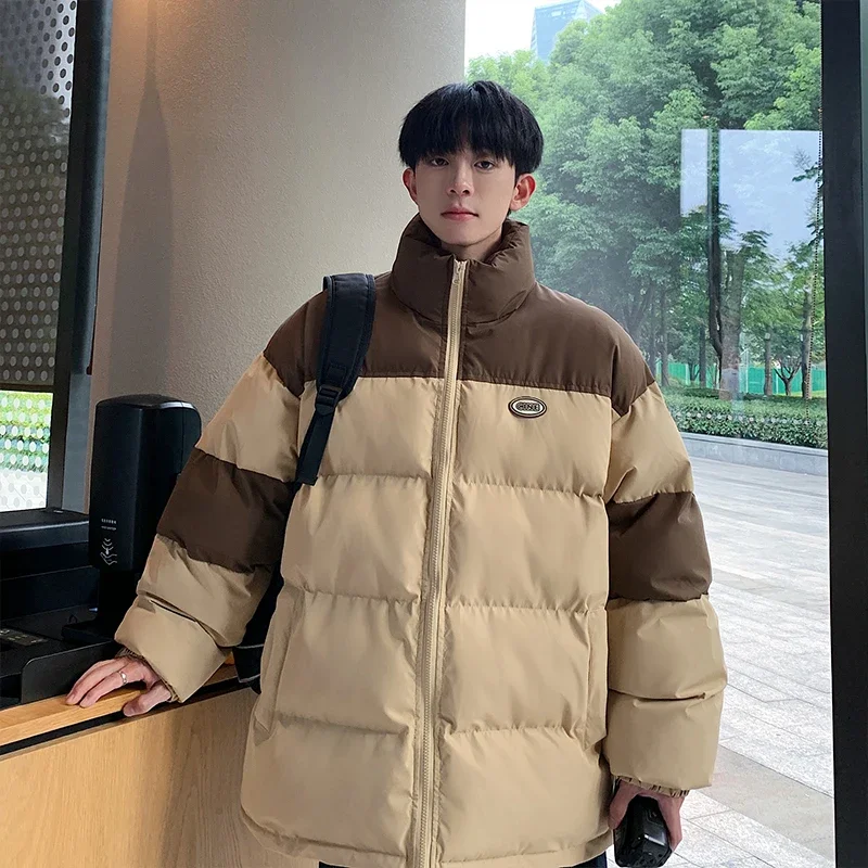Thicken Warm Parkas Men Casual Patchwork Color Winter Jackets Male Stand Collar Winter Coats Man Padded Jacket