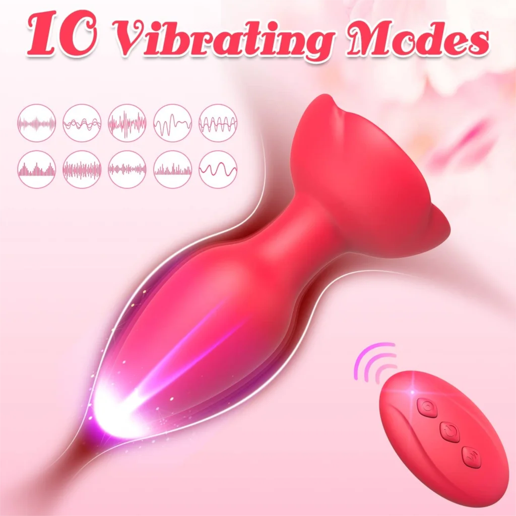 Vibratore rosa Butt plug anale Massaggiatore prostatico maschile Stimolatore clitorideo Masturbatore telecomandato Giocattolo del sesso per_voghion.com