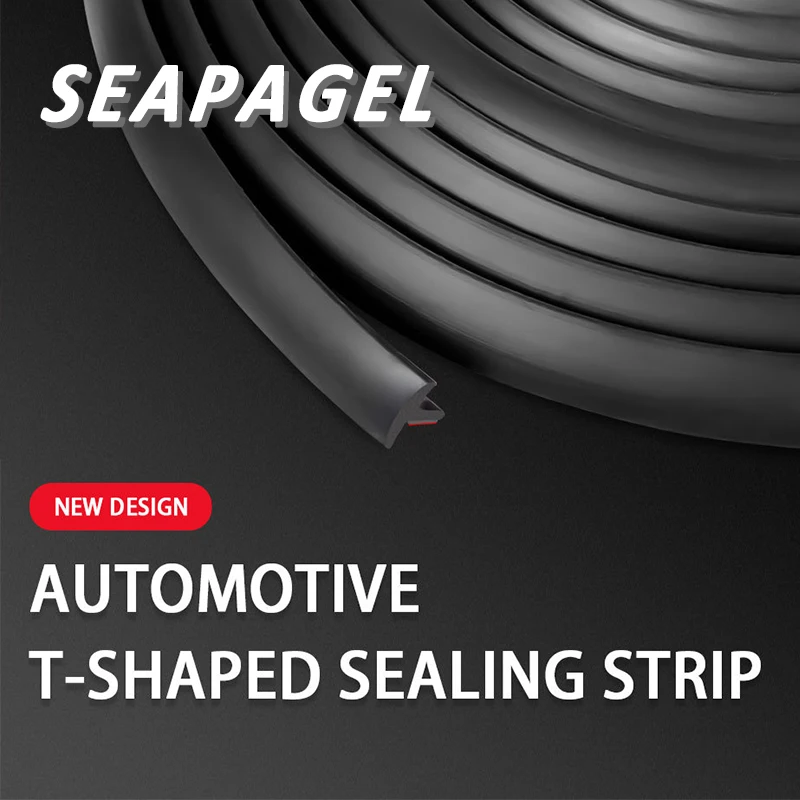 Universal Auto Sealing Strip Inclined T-Shaped Rubber Weatherproof Edge Trim Car Door Trunk Lid Gap Seal Sound Insulation Strip 5