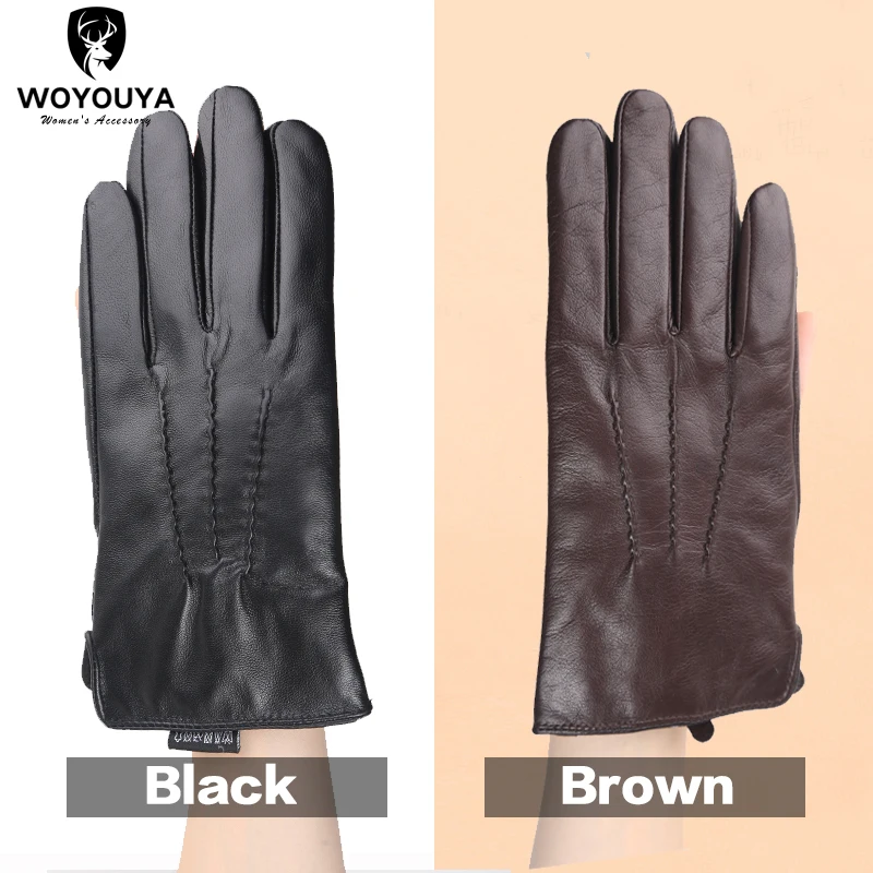 Warm Gloves Leather Gloves Male Gloves Comfortable Keep warm gloves male winter Water ripple design sheepskin men's gloves