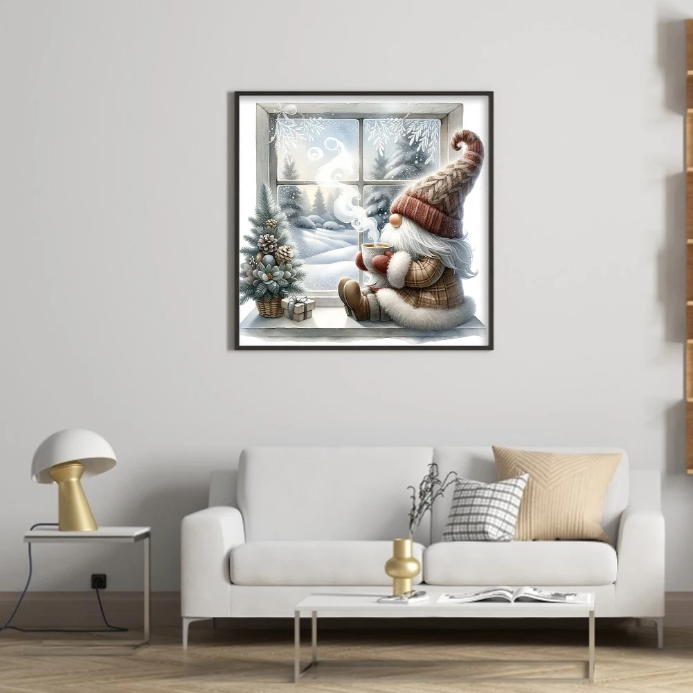 Cartoon Bear Gnome Cross Stitch Kit 11CT Printed Canvas Full Embroidery Eco-cotton Thread Home Decoration 40*40cm Embroidery Set