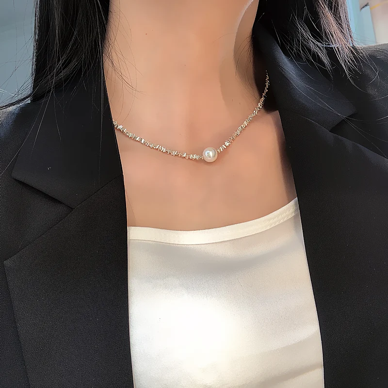 2023 P  opular Silver Colour Sparkling Clavicle Chain Choker Necklace Collar For Women Fine Jewelry Wedding Party Birthday Gift
