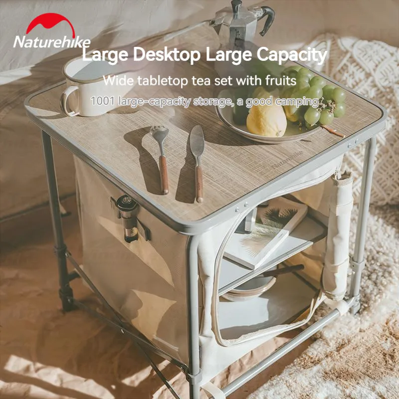 

Naturehike Portable Three-Layer Locker 100L Capacity Outdoor Camping Sundry Storage Fold Table 600D Oxford Cloth Durable Cabinet