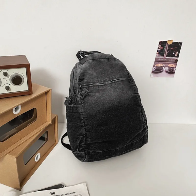 Women's Backpack 2024 New Gradient Washed Canvas Large Capacity Minimalist Denim Fashion Trend Backpack