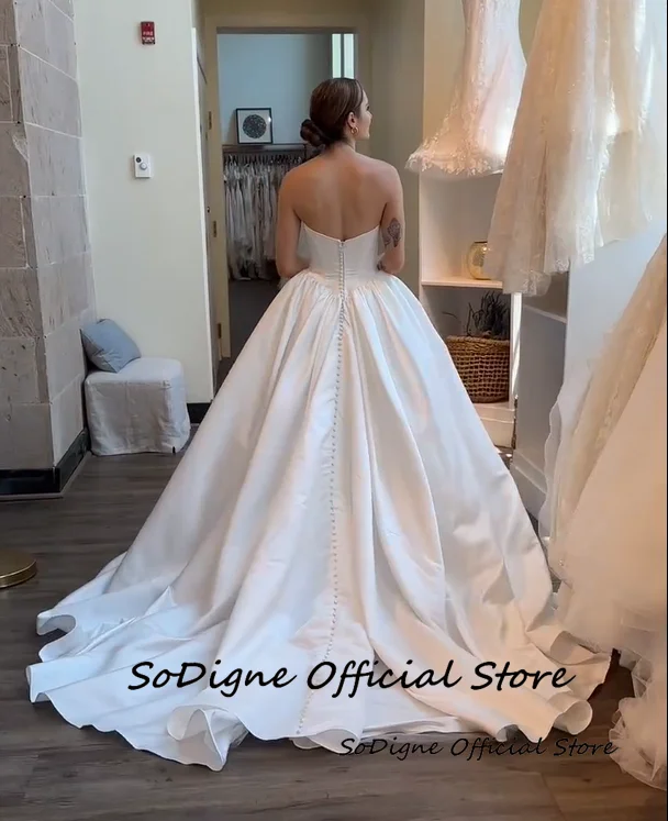 SoDigne A-line Satin Simple Wedding Dresses Strapless Sleeveless Bridal Dress Long Wedding Gown Robe De Mairee Customized 12 Sdbd9bd8d060c4b1cb1ff3c5c9798f977R
